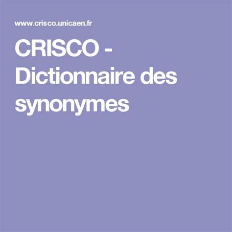 dico synonymes|synonymes crisco.